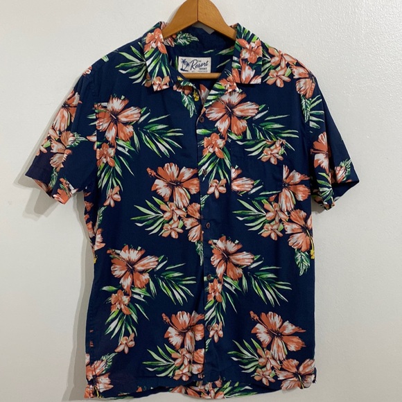 Aeropostale Mens Hawaiin Shirt Medium Tropical Floral Button Up Short Sleeve - Picture 2 of 11